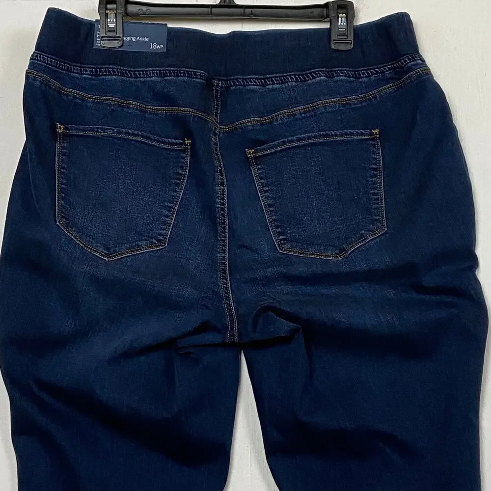 Talbots Jeans Womens 18W Petite Plus Pull On Jegging High Rise Dark Wash Blue - Picture 3 of 10